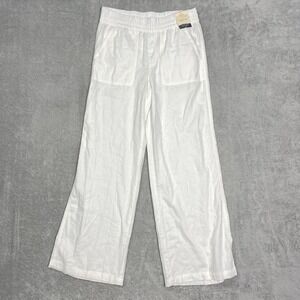 JM Collection White Wide Leg Pants S Elastic Waist‎ Pull On Casual Trousers